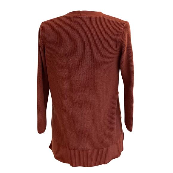 Old Navy Cotton Blend Long Line Open Front Cardigan, Chipotle, Brown, Size S - Picture 4 of 10